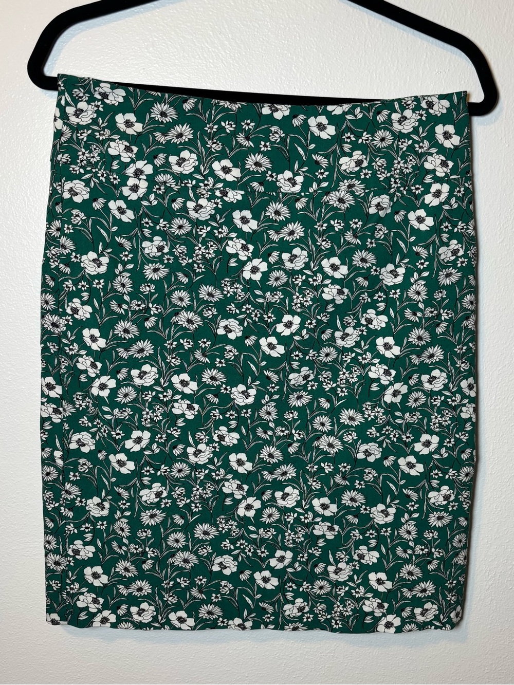Margaret M Green Pencil Skirt with White Floral Print
